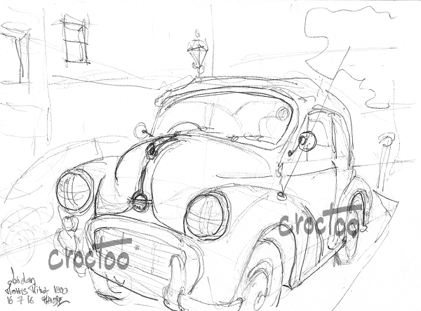 A Londres, une Morris minor décapotable